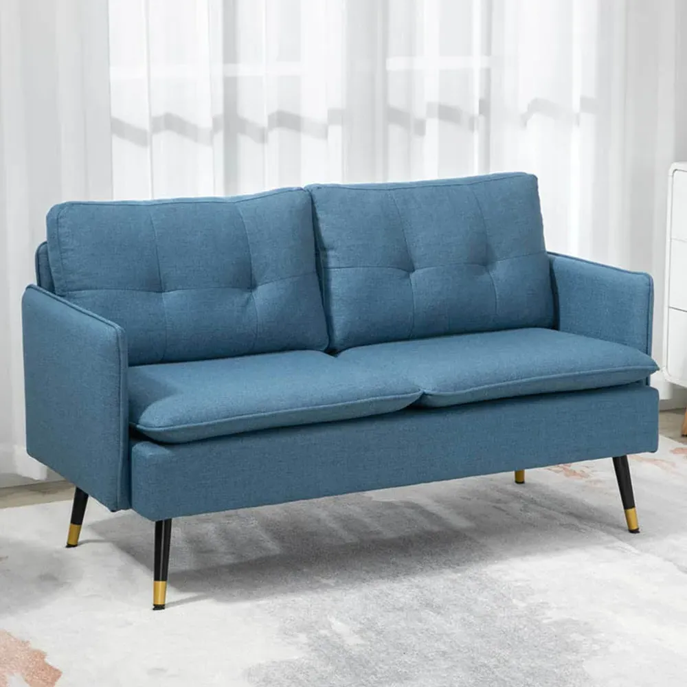 Portland 2-Seater Sofa with Button Tufting - Blue image