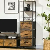 Portland 3 Drawer Tall Bookcase - Brown