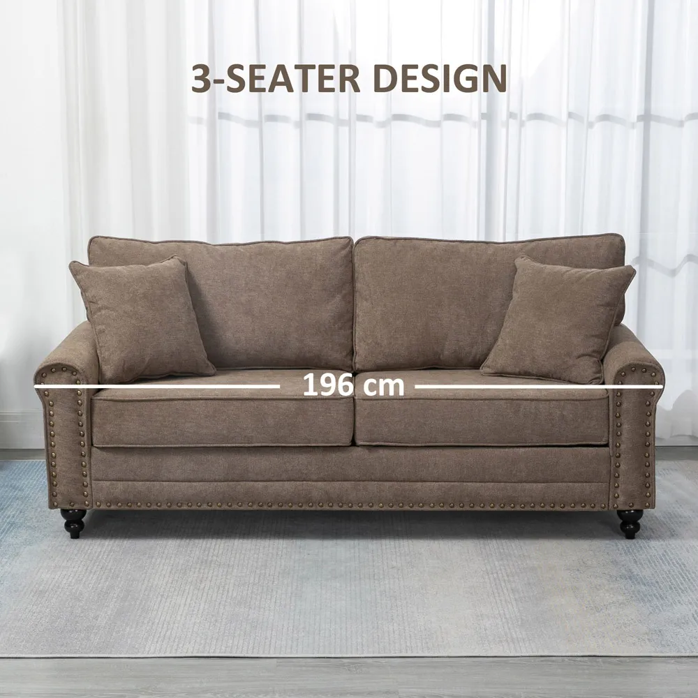 Portland 3-Seater Sofa - Brown, Linen