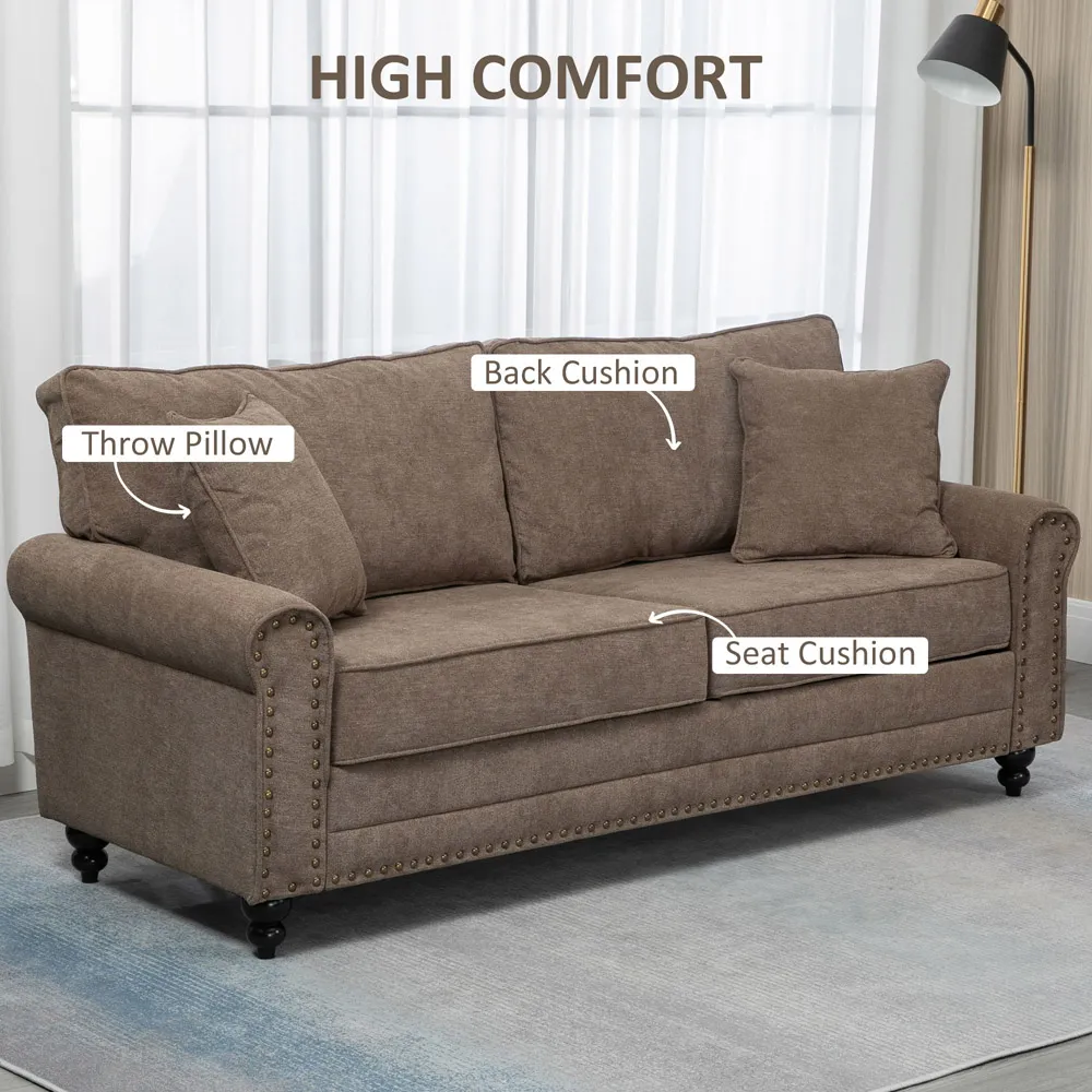Portland 3-Seater Sofa - Brown, Linen