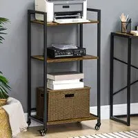 Portland 3-Tier Printer Stand with Wheels - Brown
