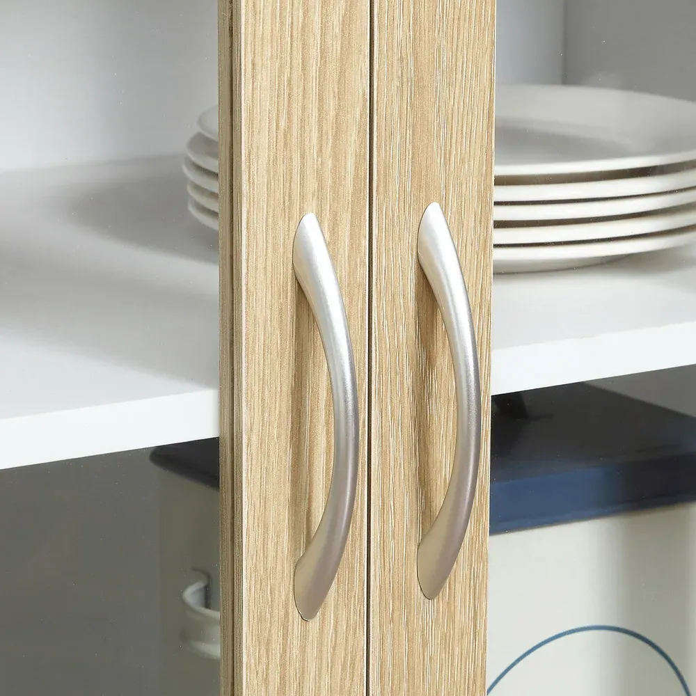 Portland 4 Door Display Cabinet with Drawer - Natural, White