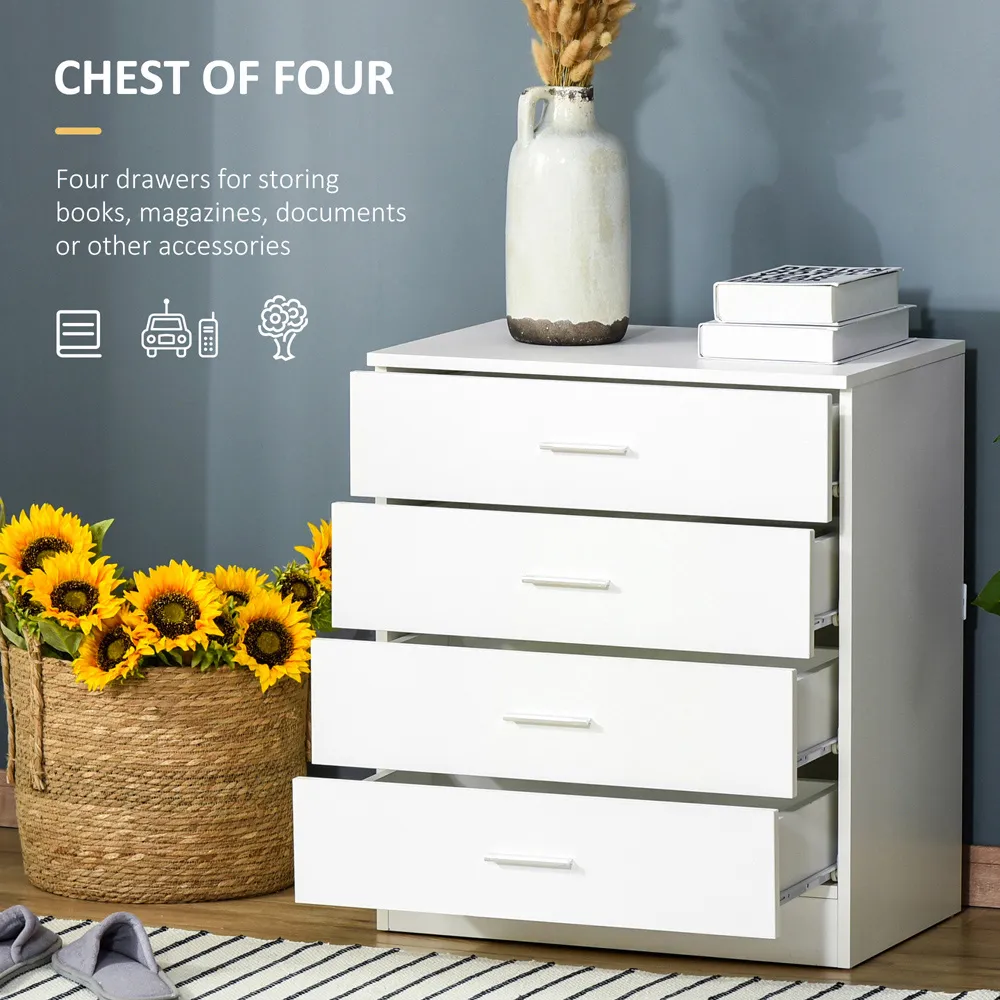 Portland 4 Drawer Chest of Drawers - White