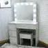 Portland 4 Drawer Dressing Table Set with LED Mirror - Grey