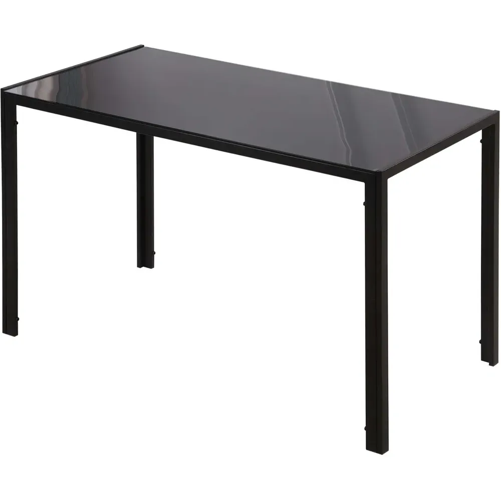 Portland 4-Seater Dining Table - Black, Tempered Glass