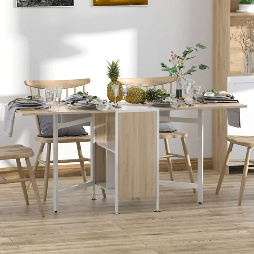 Portland 4-Seater Folding Dining Table with Storage - Oak