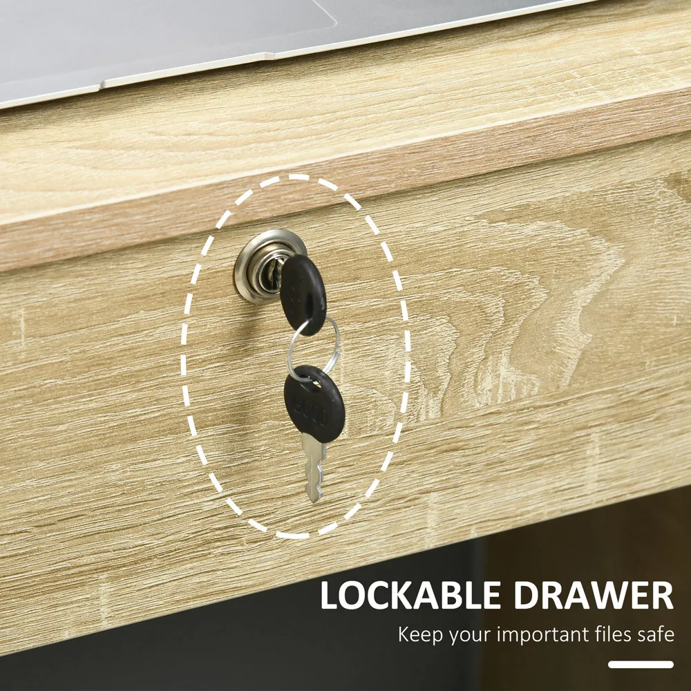 Portland 5 Drawer Computer Desk - Brown, Oak