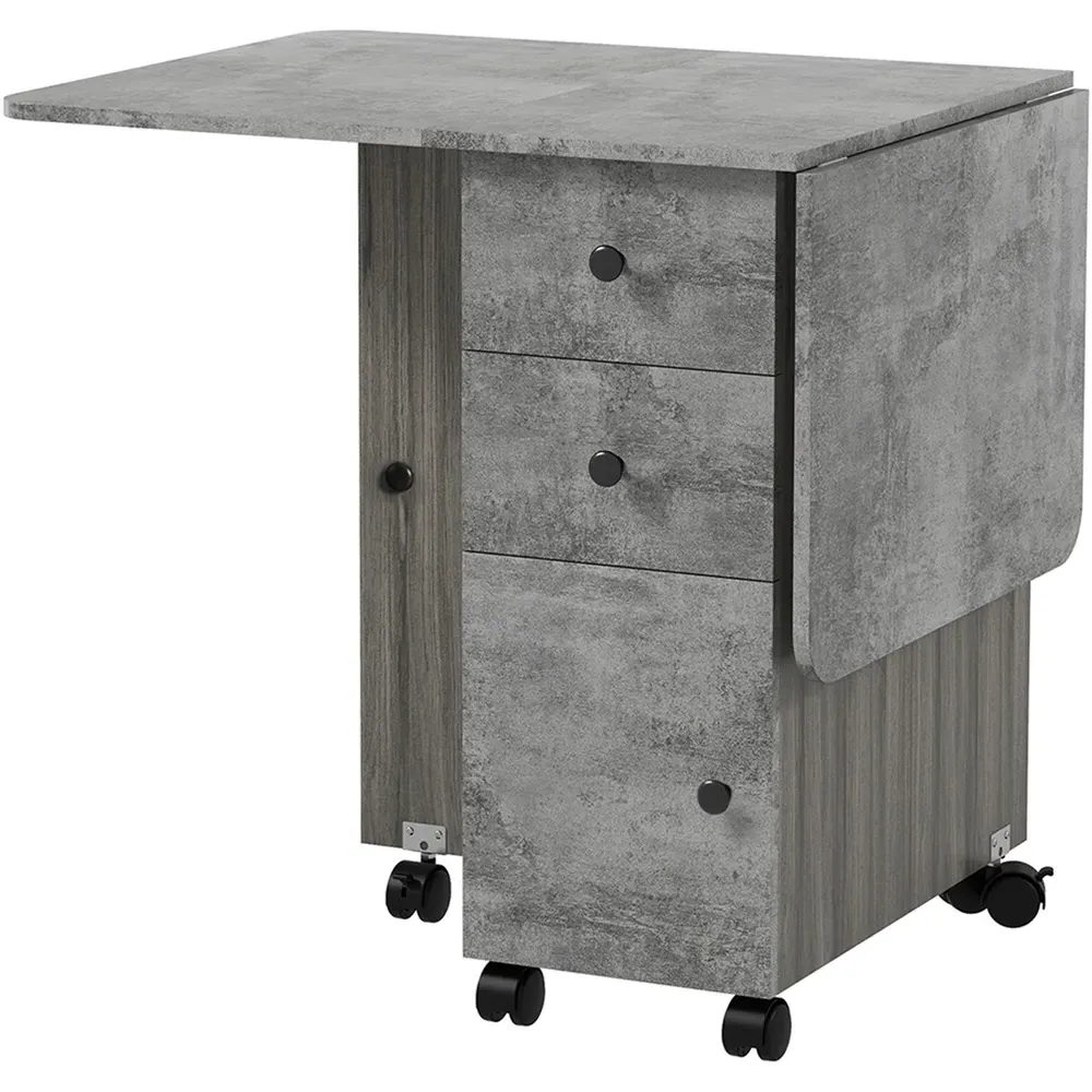 Portland 6-Seater Extendable Dining Table with Storage - Grey