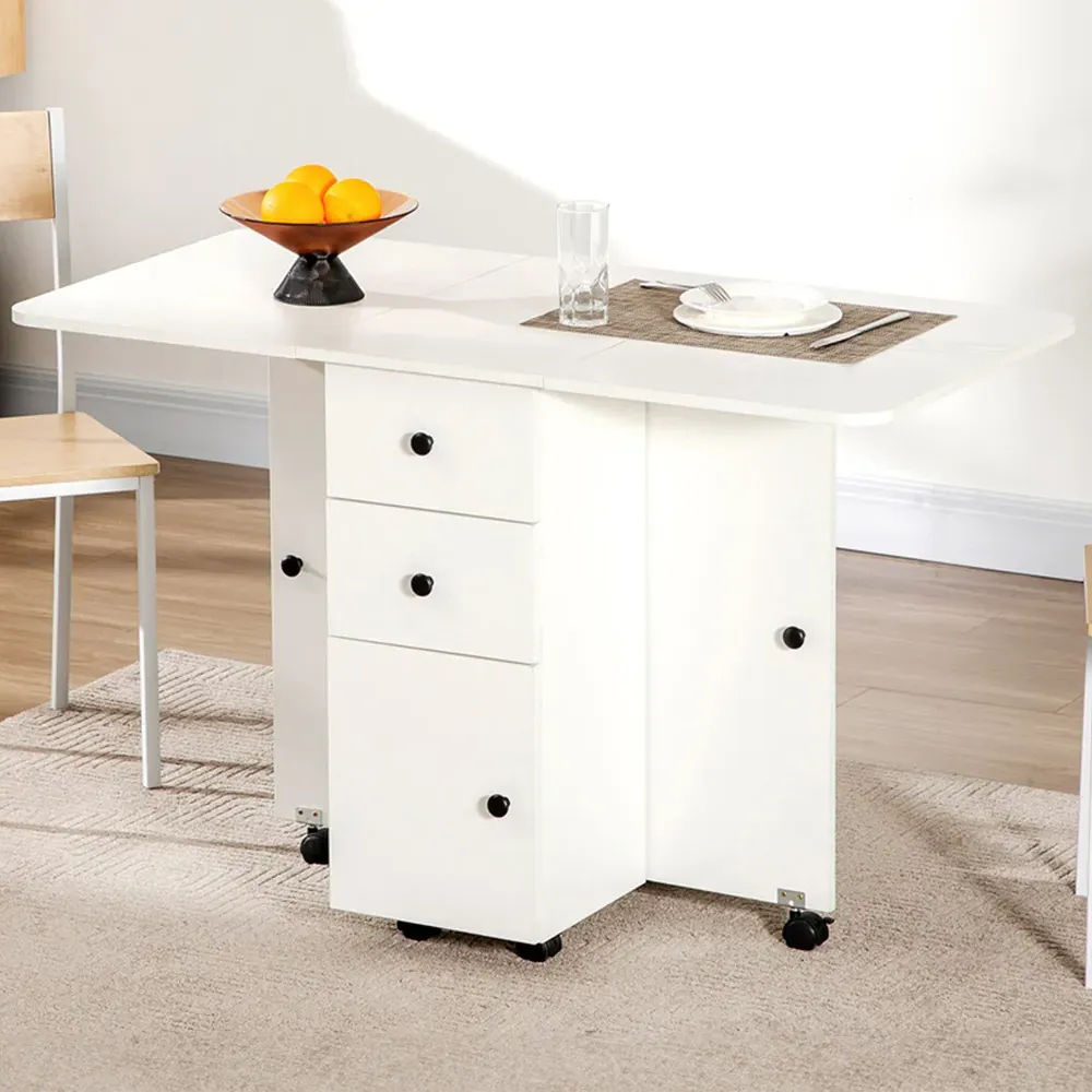 Portland 6-Seater Extendable Dining Table with Storage - White image