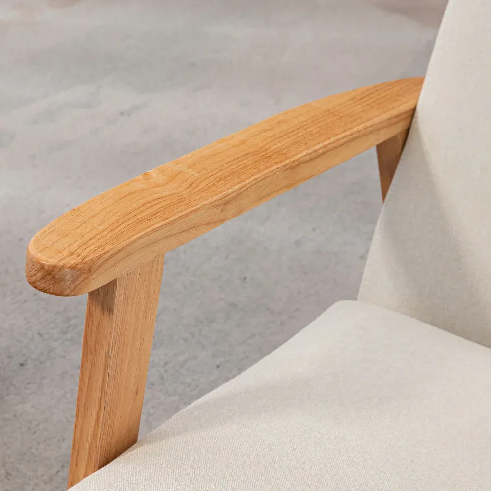 Portland Accent Chair - Cream, Rubber Wood
