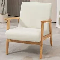 Portland Accent Chair - Cream, Rubber Wood