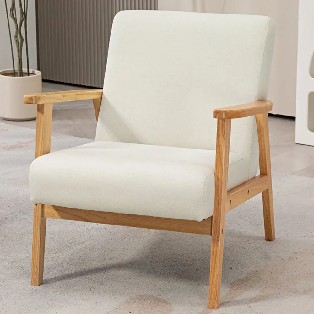 Portland Accent Chair - Cream, Rubber Wood image