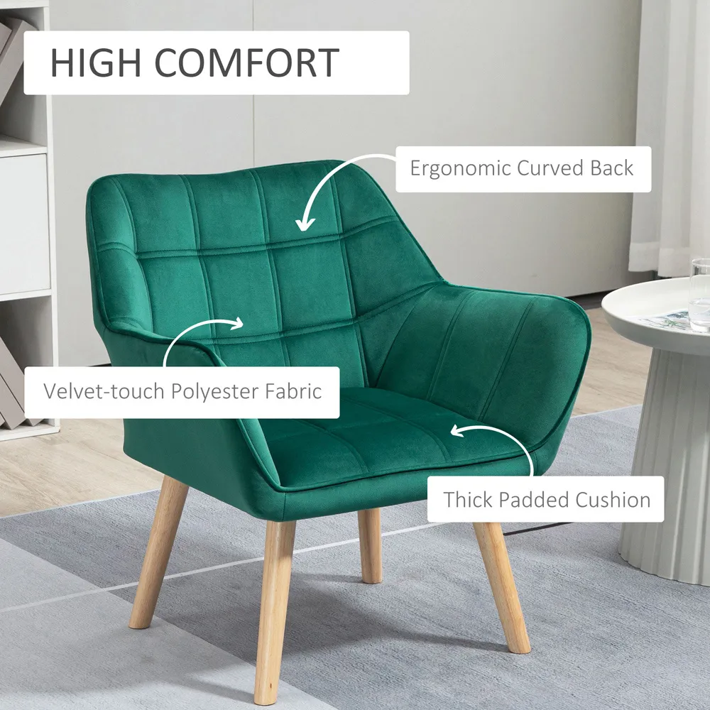 Portland Accent Chair - Green, Velvet