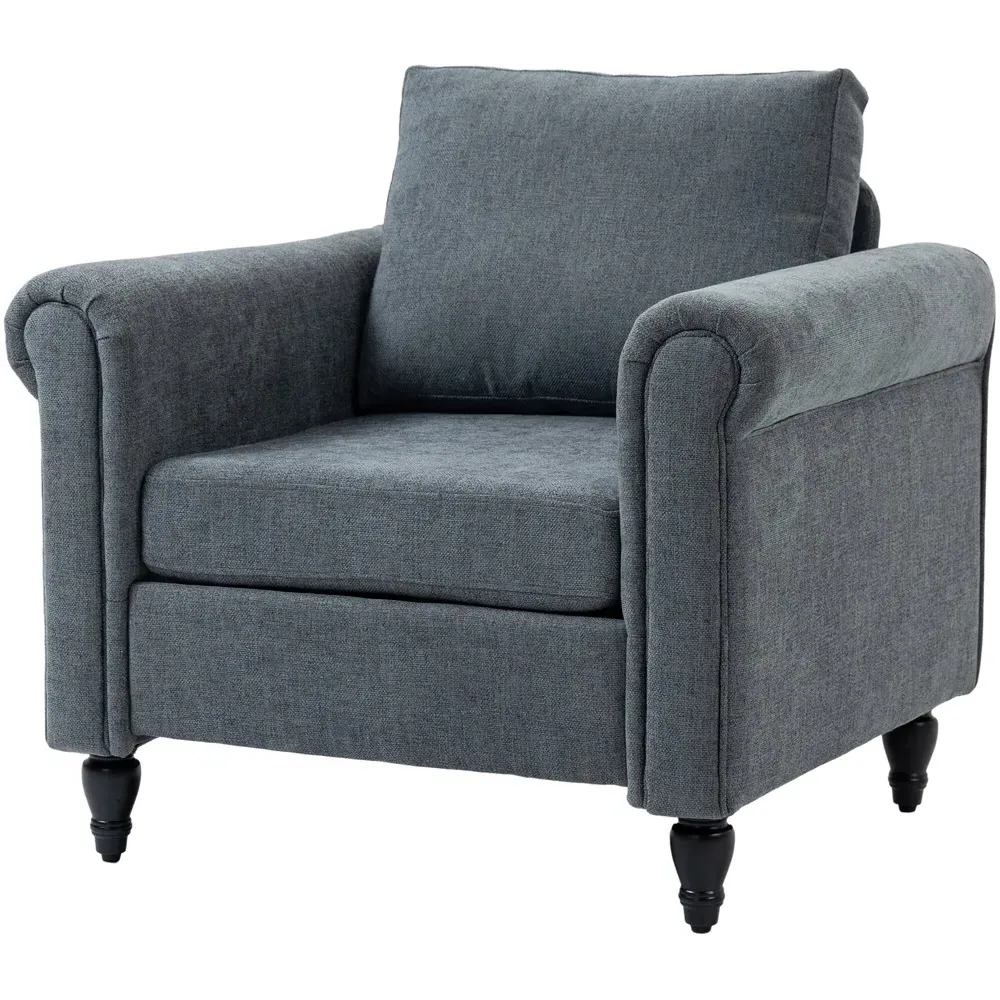 Portland Accent Chair with Scrolled Arms - Grey, Chenille