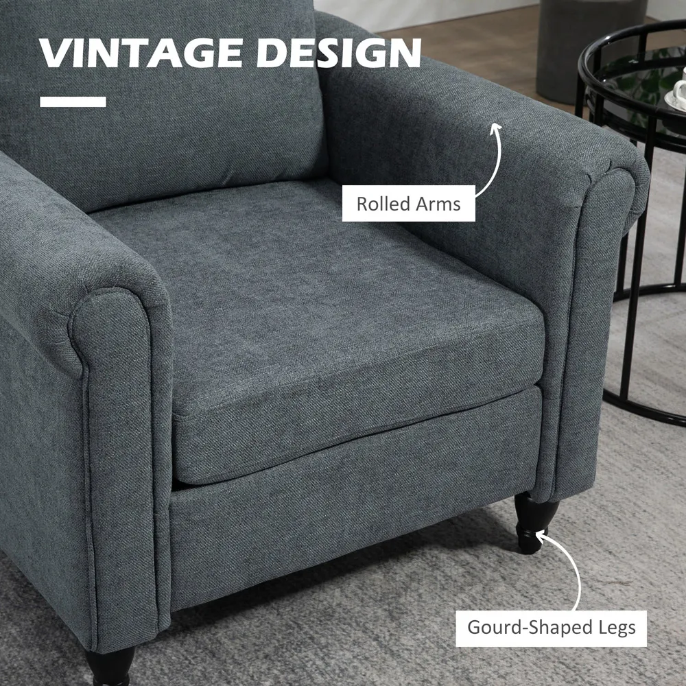 Portland Accent Chair with Scrolled Arms - Grey, Chenille