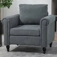 Portland Accent Chair with Scrolled Arms - Grey, Chenille