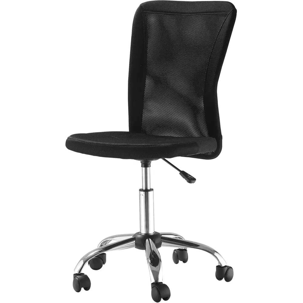 Portland Armless Swivel Office Chair - Black, Mesh