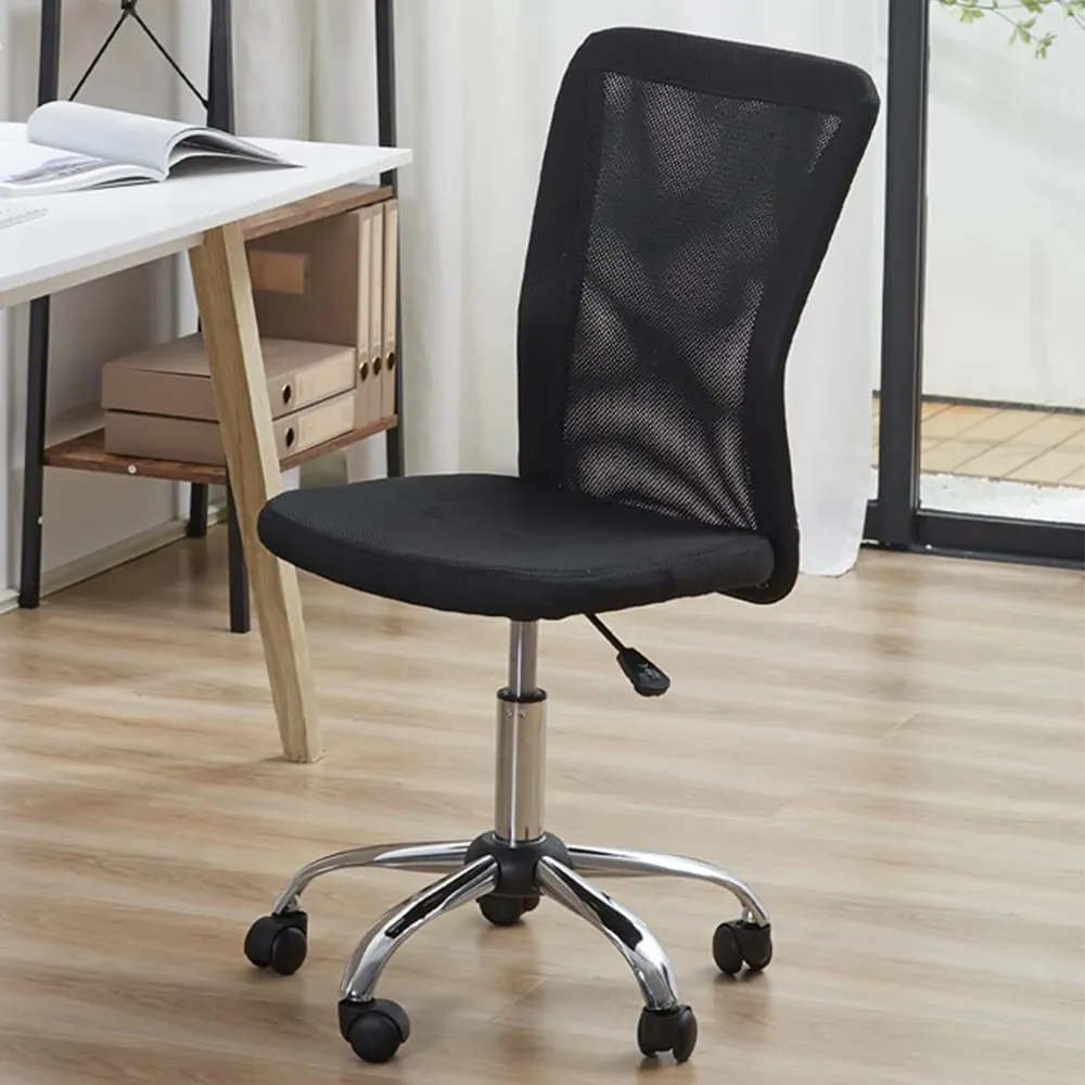 Portland Armless Swivel Office Chair - Black, Mesh image