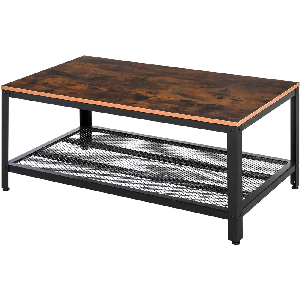 Portland Coffee Table with Storage - Chestnut, Steel