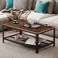 Portland Coffee Table with Storage - Chestnut, Steel
