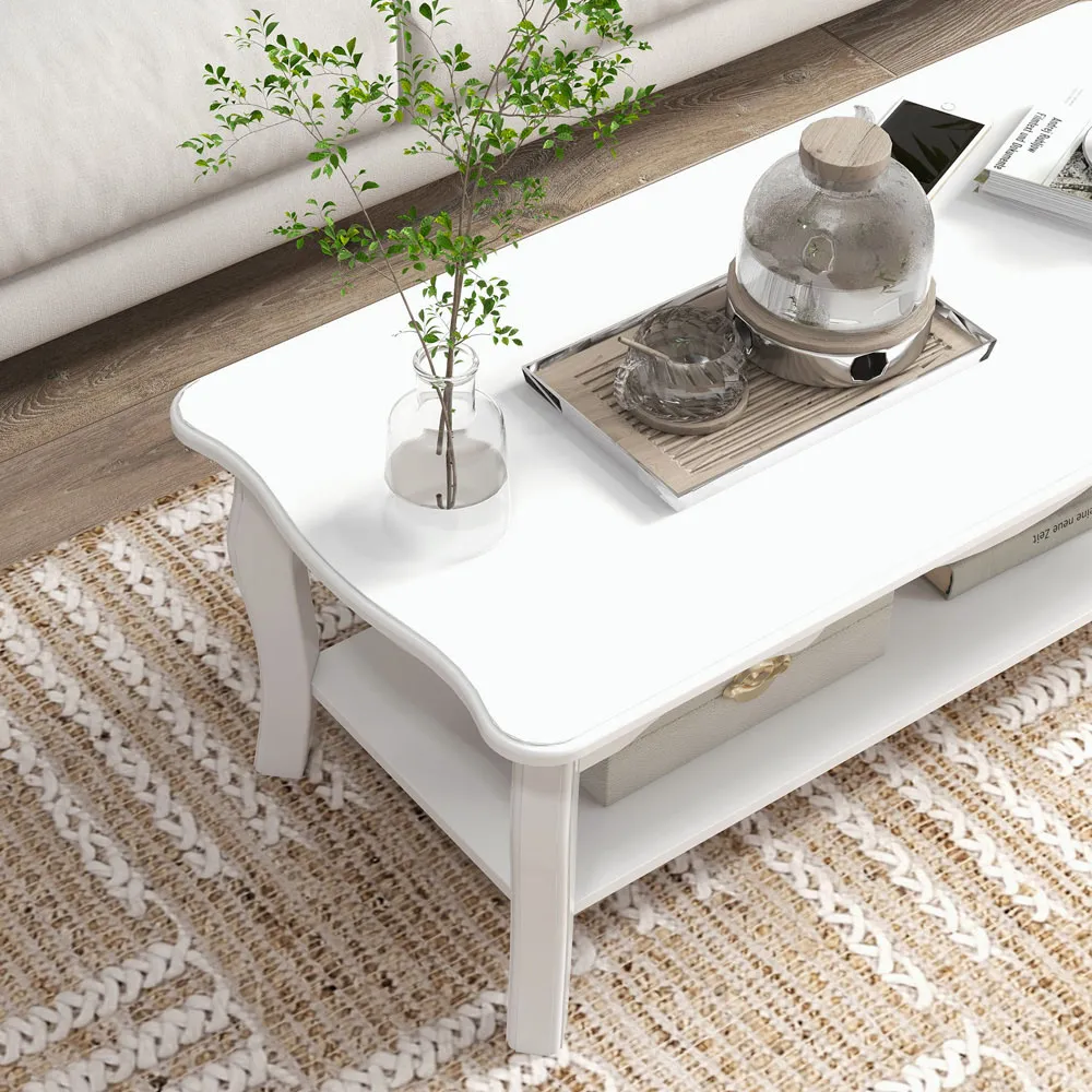 Portland Coffee Table with Storage - White, Wood