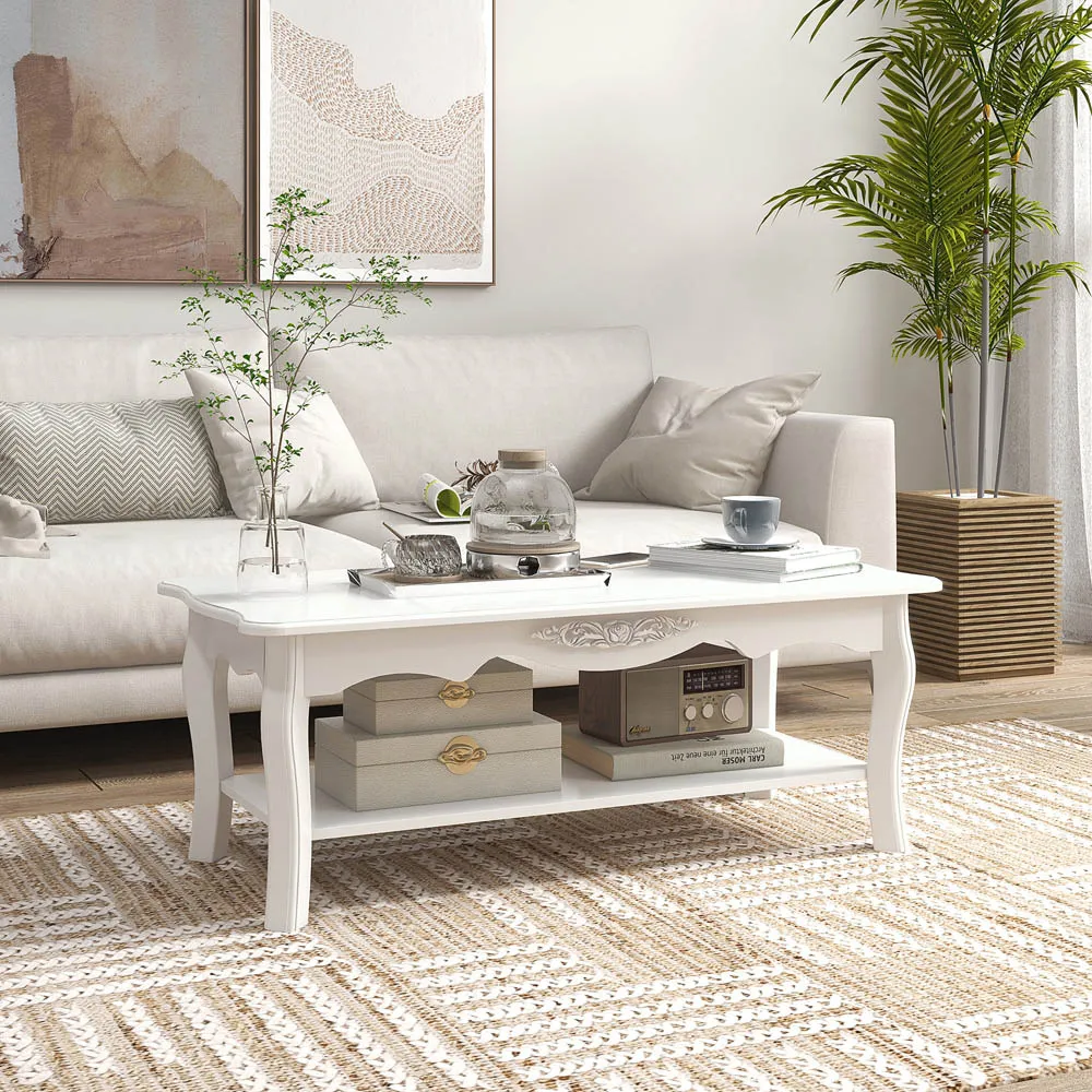 Portland Coffee Table with Storage - White, Wood