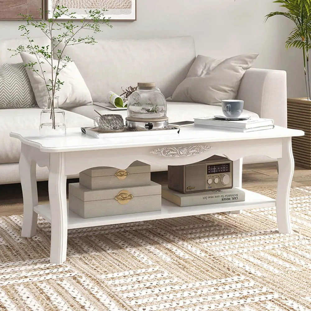 Portland Coffee Table with Storage - White, Wood image