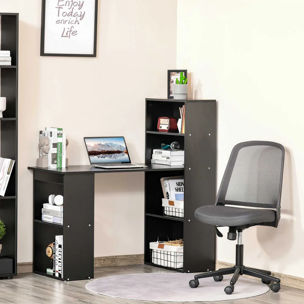 Portland Compact 6-Tier Desk - Black