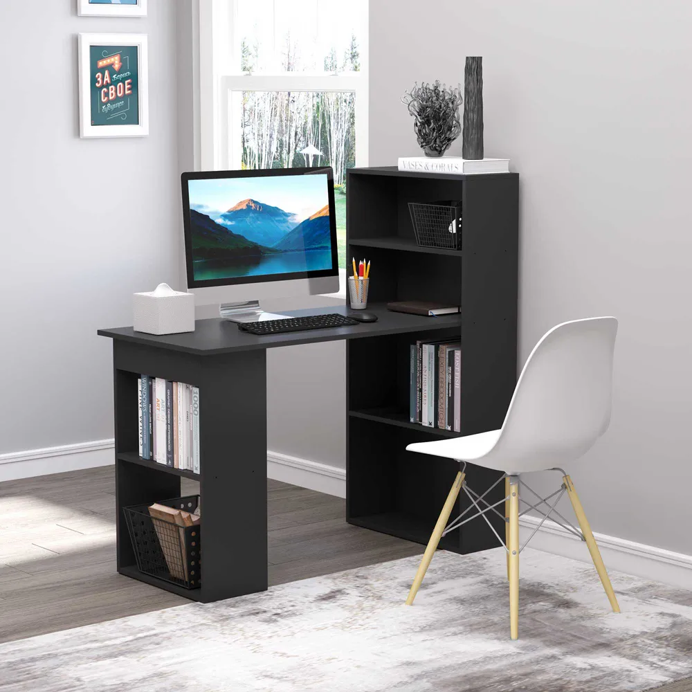 Portland Compact 6-Tier Desk - Black