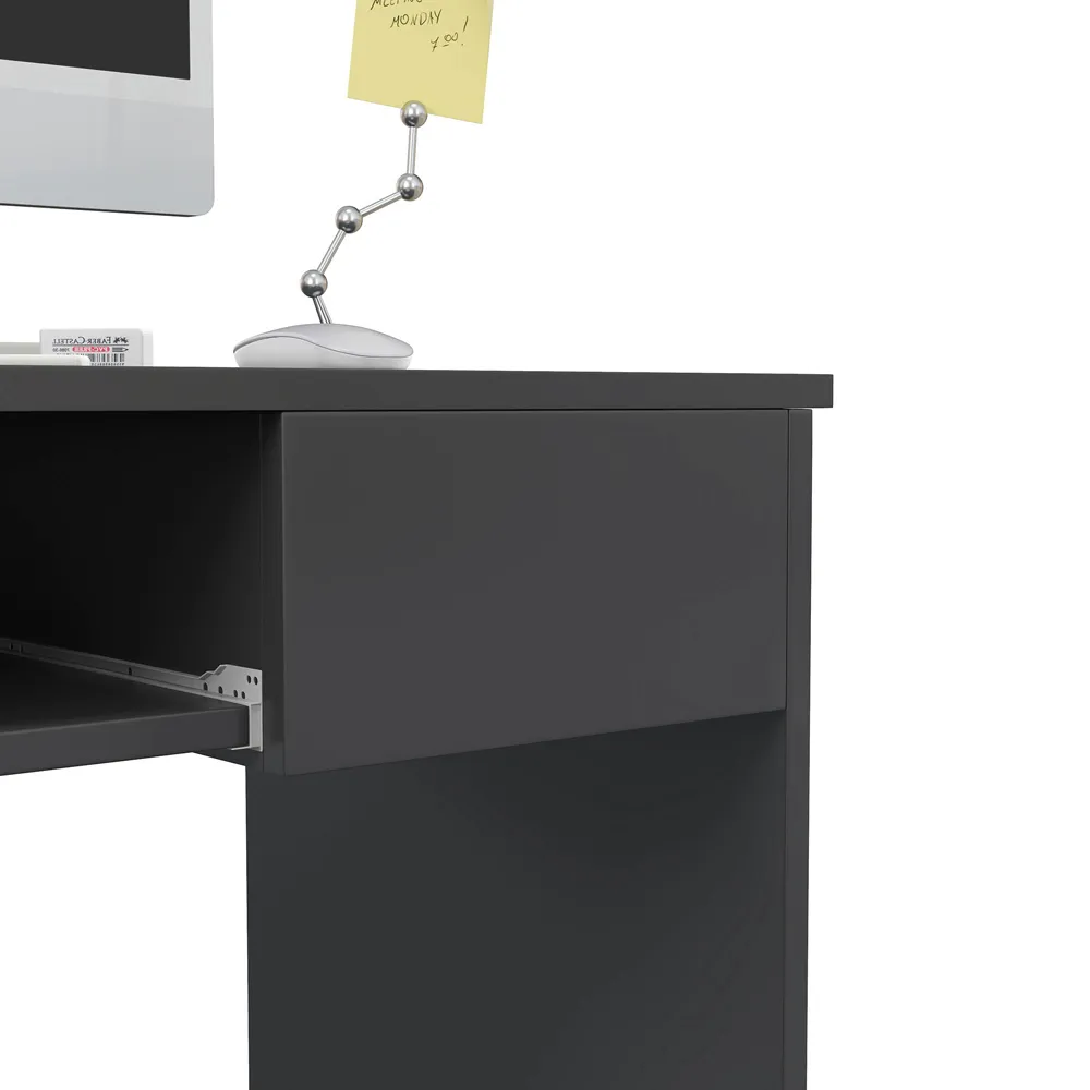 Portland Compact Computer Desk with Storage - Grey, Oak
