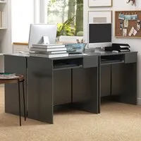 Portland Compact Computer Desk with Storage - Grey, Oak