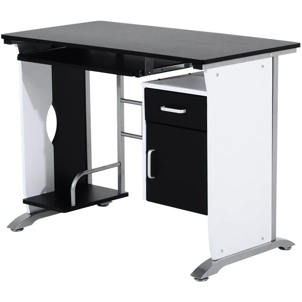 Portland Computer Desk with Sliding Tray - White, Black