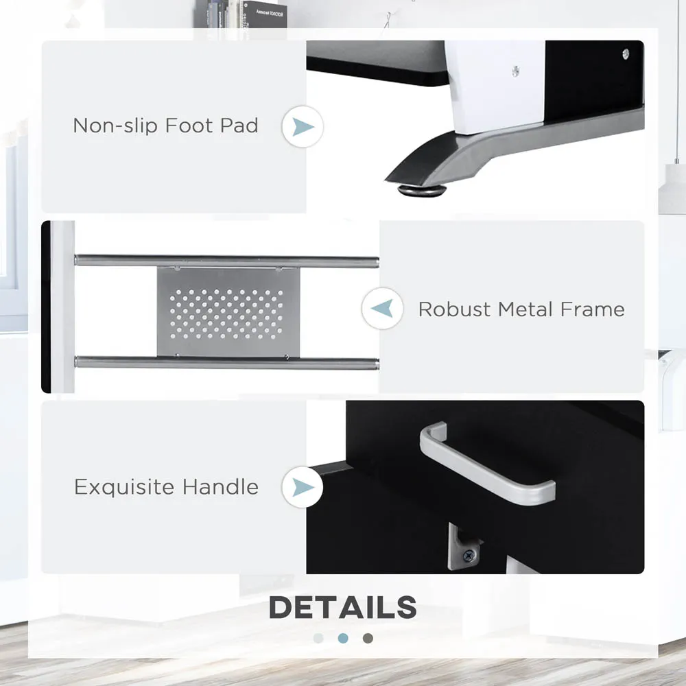 Portland Computer Desk with Sliding Tray - White, Black