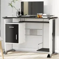 Portland Computer Desk with Sliding Tray - White, Black