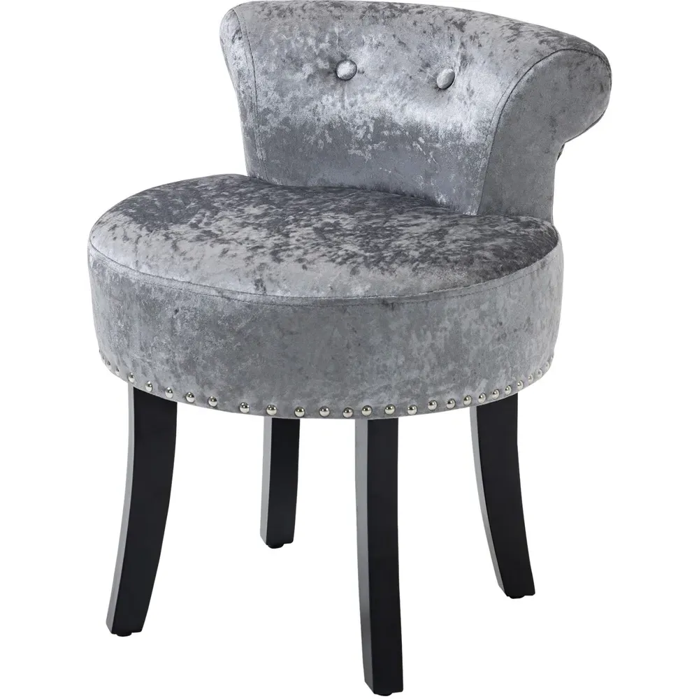 Portland Dressing Table Stool - Grey, Velvet