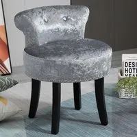 Portland Dressing Table Stool - Grey, Velvet