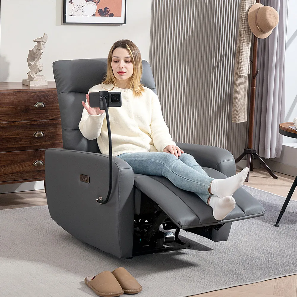 Portland Electric Recliner Chair with USB Ports - Grey