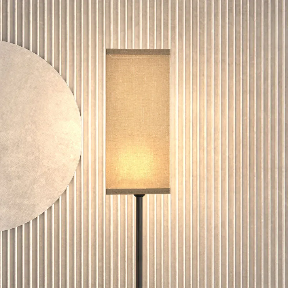 Portland Floor Lamp with Linen Shade - Black