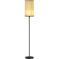 Portland Floor Lamp with Linen Shade - Black
