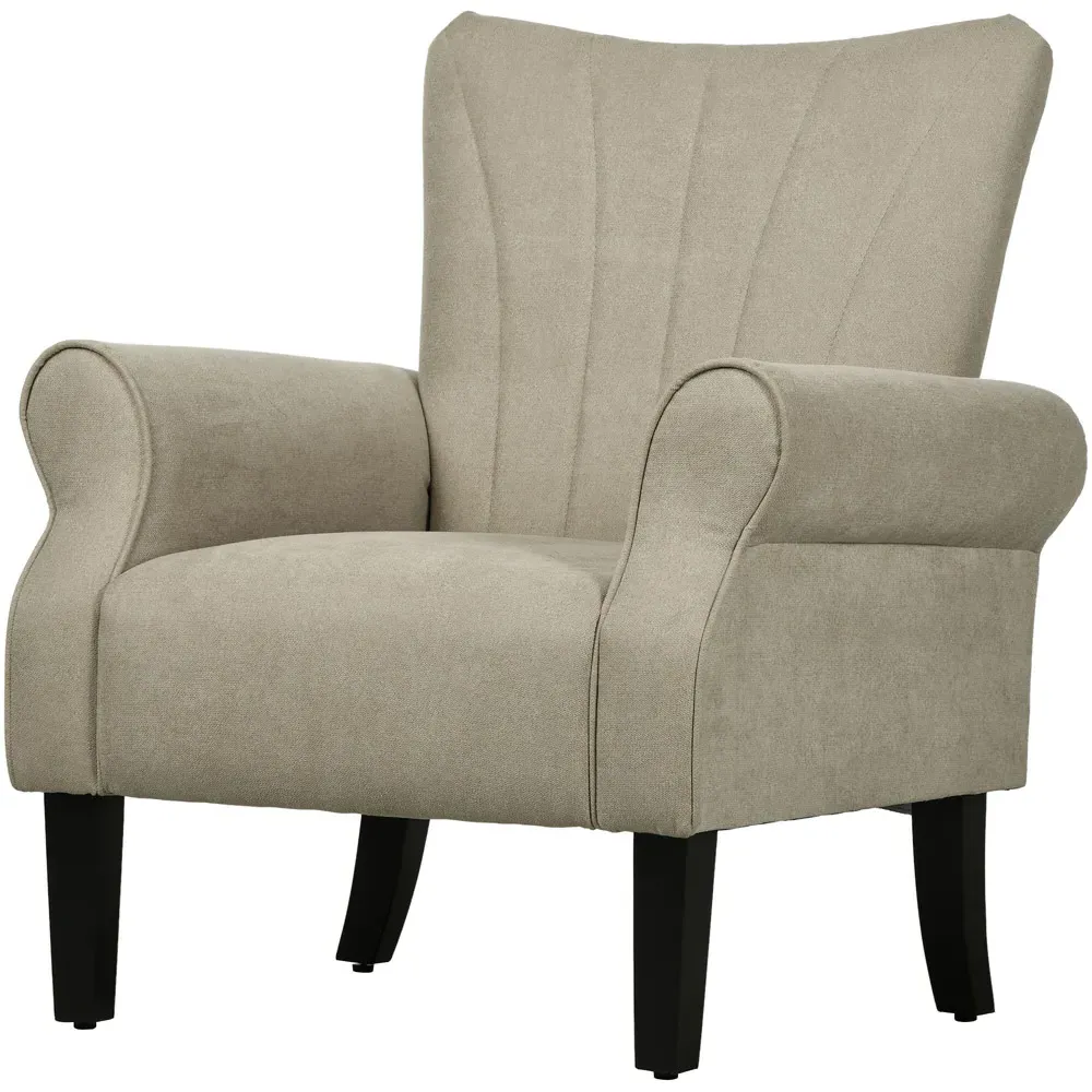 Portland High Back Accent Chair - Beige