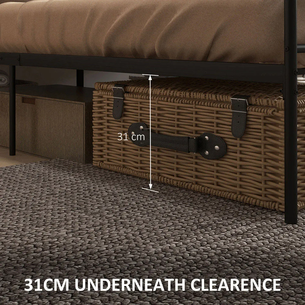 Portland King Size Bed Frame - Black, Metal