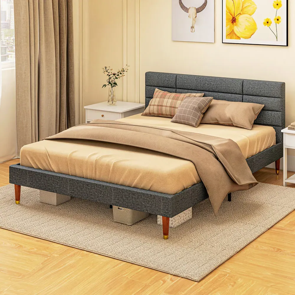 Portland King Size Upholstered Bed - Grey