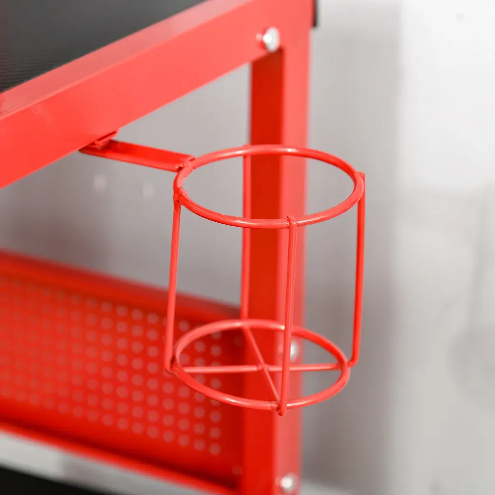 Portland L-Shaped Gaming Desk with Monitor Stand - Black, Red