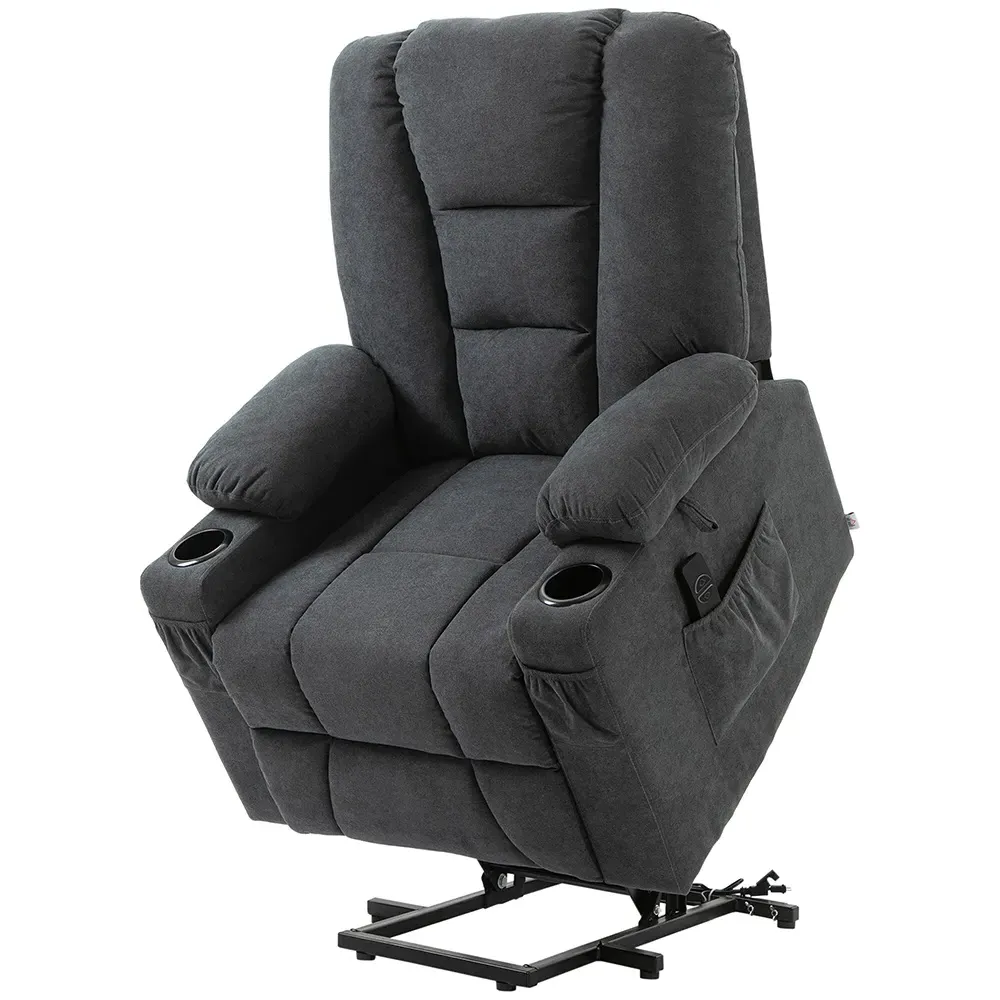 Portland Oversized Riser Recliner Chair with Remote - Black, Linen