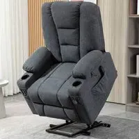 Portland Oversized Riser Recliner Chair with Remote - Black, Linen