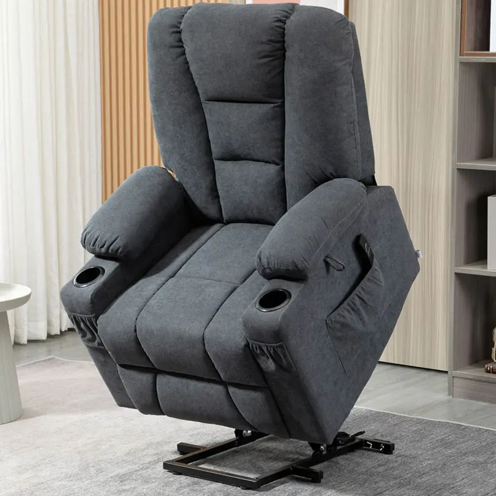 Portland Oversized Riser Recliner Chair with Remote - Black, Linen image