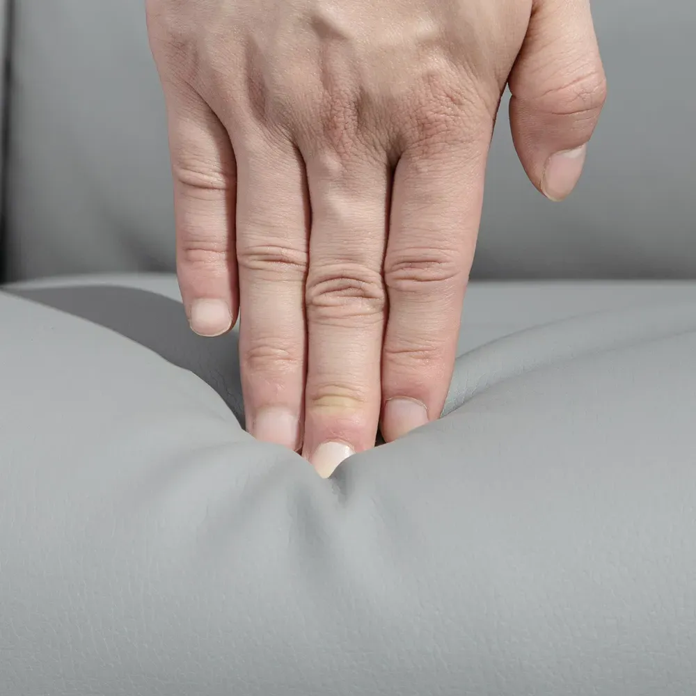 Portland Recliner Armchair with Footrest - Grey, PU Leather