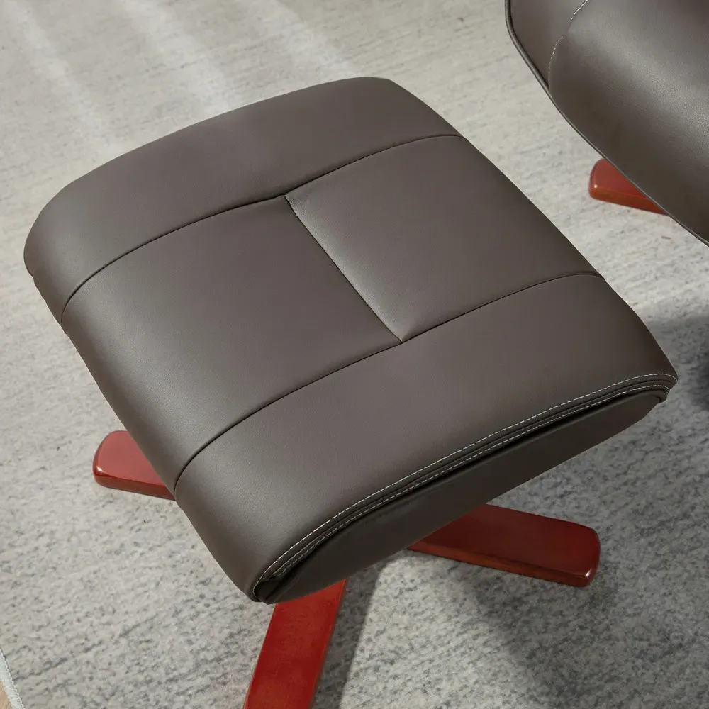 Portland Recliner Armchair with Footstool - Brown, PU Leather