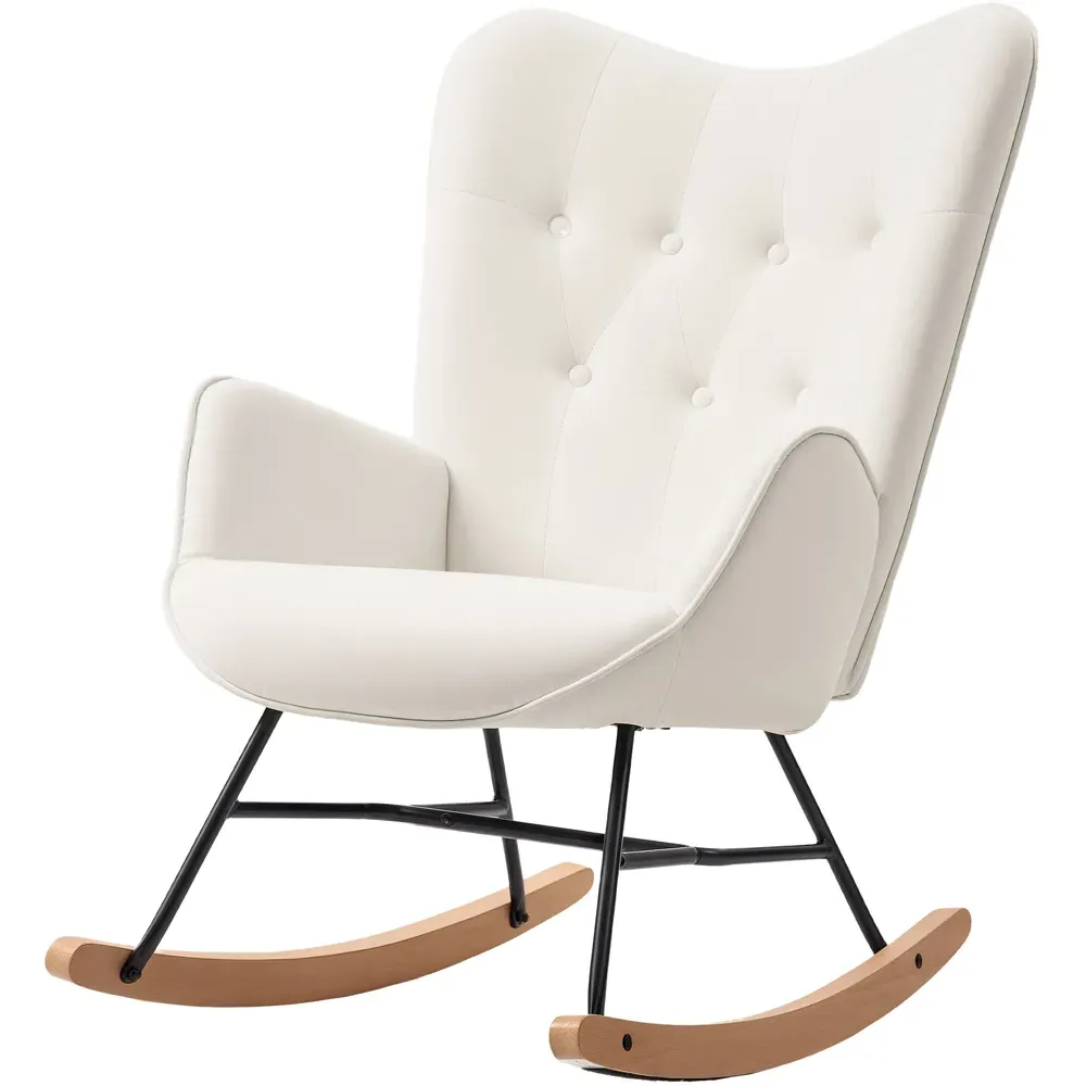 Portland Rocking Chair - Cream, Velvet