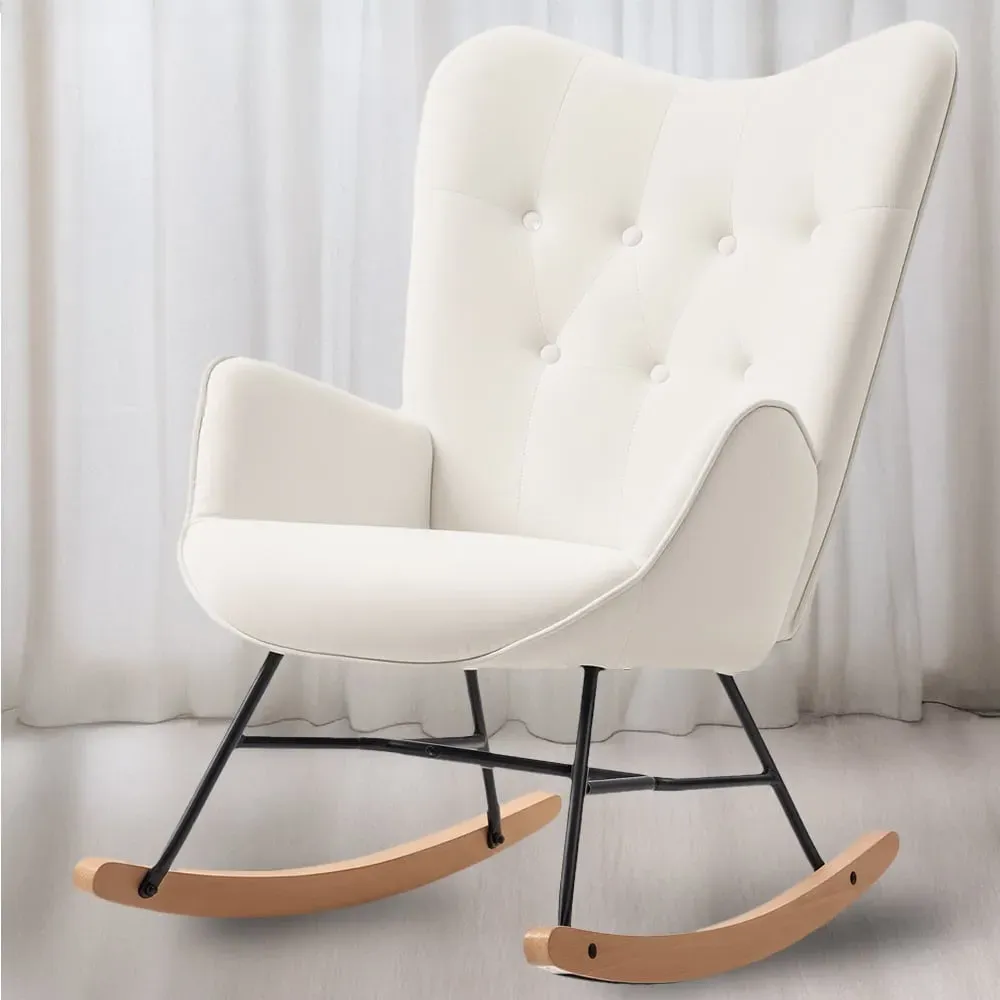 Portland Rocking Chair - Cream, Velvet image